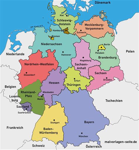 deutschlandkarte bundesländer hauptstädte